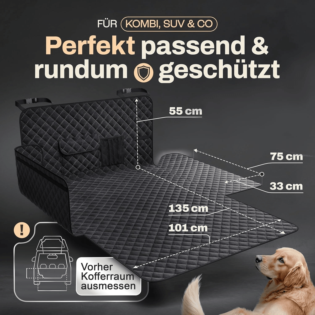 AutoProtect – Wasserdichte Kofferraum-Schutzmatte für Hunde