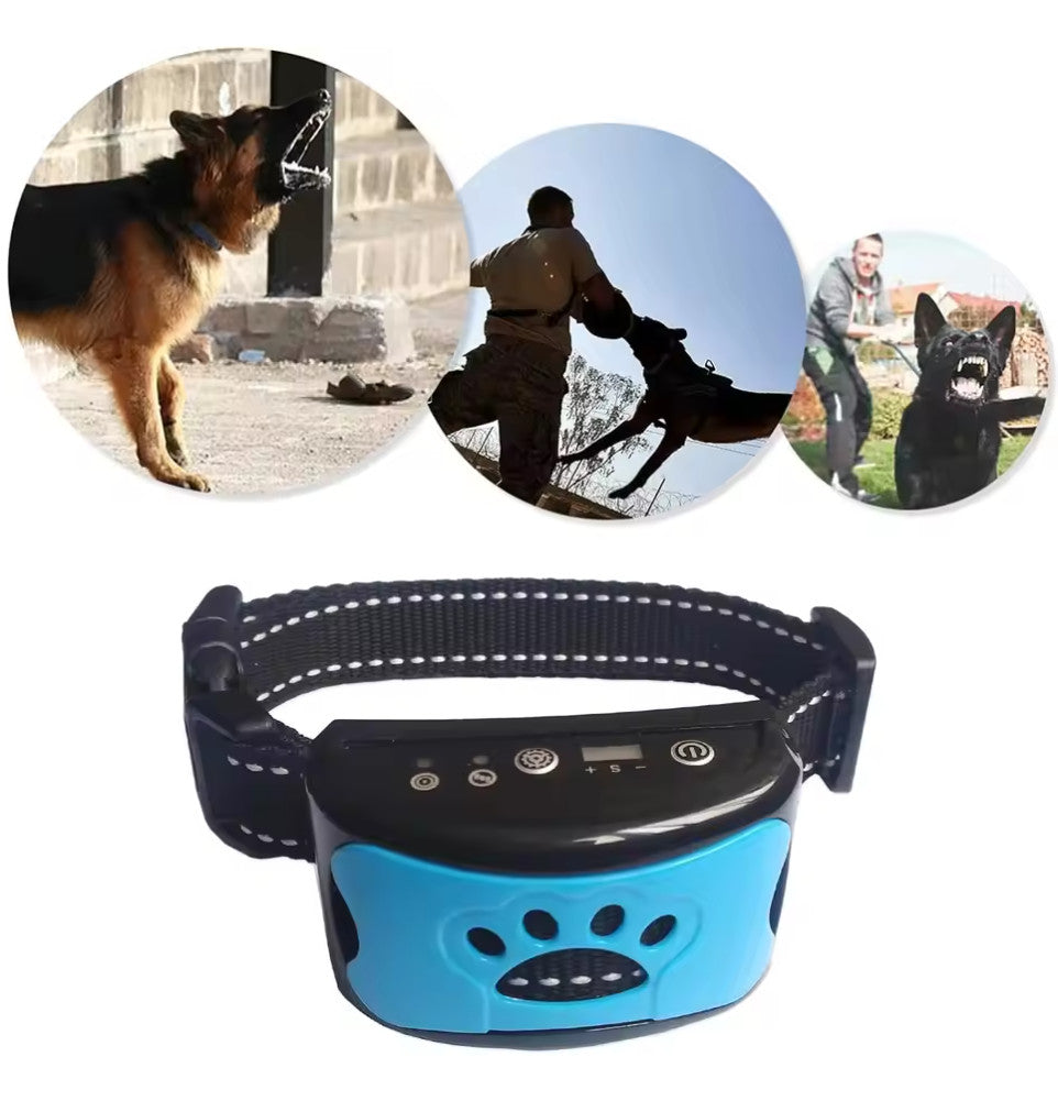 Anti-Bell-Halsband für Hunde mit Ton und Vibration – 7 Empfindlichkeitsstufen, verstellbarer reflektierender Nylongurt (20–55 cm)