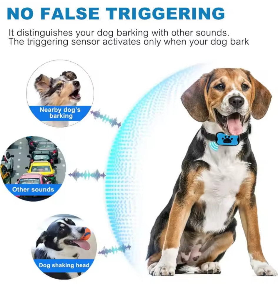 Anti-Bell-Halsband für Hunde mit Ton und Vibration – 7 Empfindlichkeitsstufen, verstellbarer reflektierender Nylongurt (20–55 cm)
