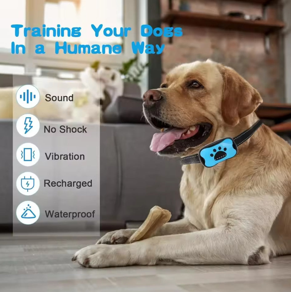 Anti-Bell-Halsband für Hunde mit Ton und Vibration – 7 Empfindlichkeitsstufen, verstellbarer reflektierender Nylongurt (20–55 cm)